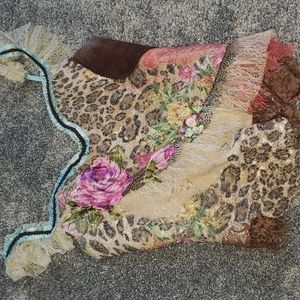 One of a kind leopard & flower corset top
